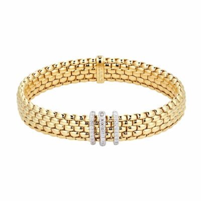 18ct Yellow Gold Panorama Pave 0.23cttw Diamond Bracelet
